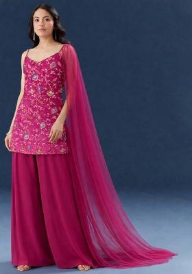Rani Pink Sequin Silk Sharara Set
