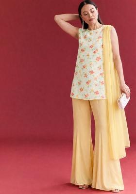 Peach Georgette Sharara Set