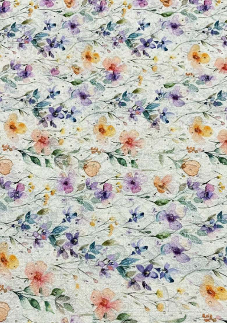 Lavender Floral Print Georgette Sharara Set - Indya