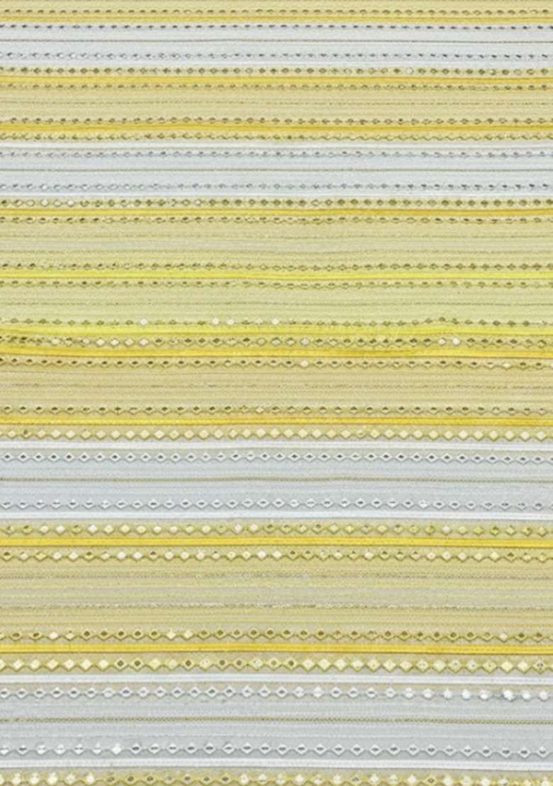 Yellow Striped Georgette Straight Kurta Set - Indya