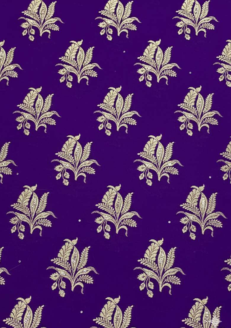 Purple Brocade Anarkali With Dupatta - Indya