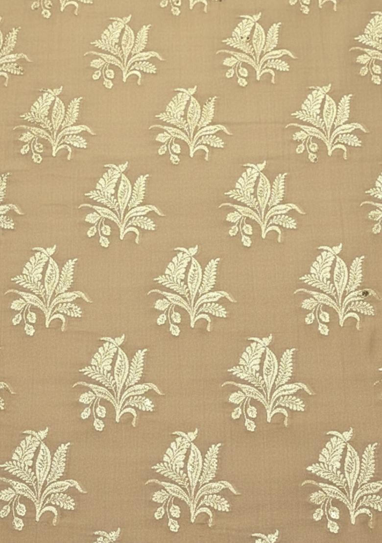 Beige Brocade Anarkali With Dupatta - Indya