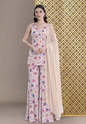 Pink Embroidered Sharara Set