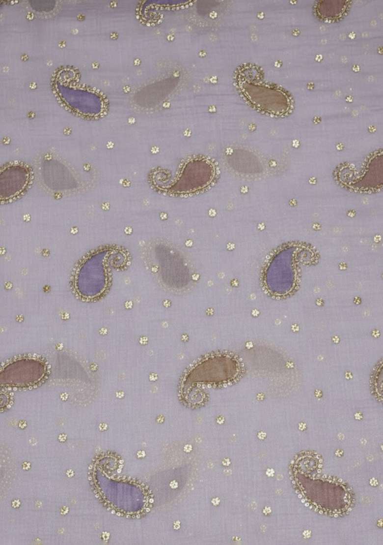 Lavender Embroidered Chanderi Straight Kurta Set - Indya