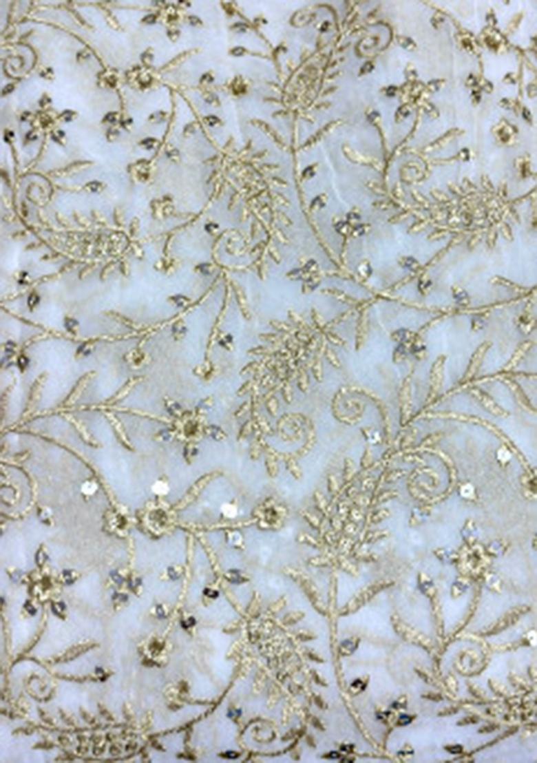 White Embroidered Georgette Sharara Set - Indya