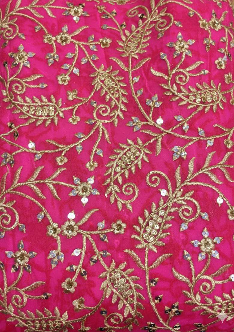 Rani Pink Embroidered Georgette Sharara Set - Indya