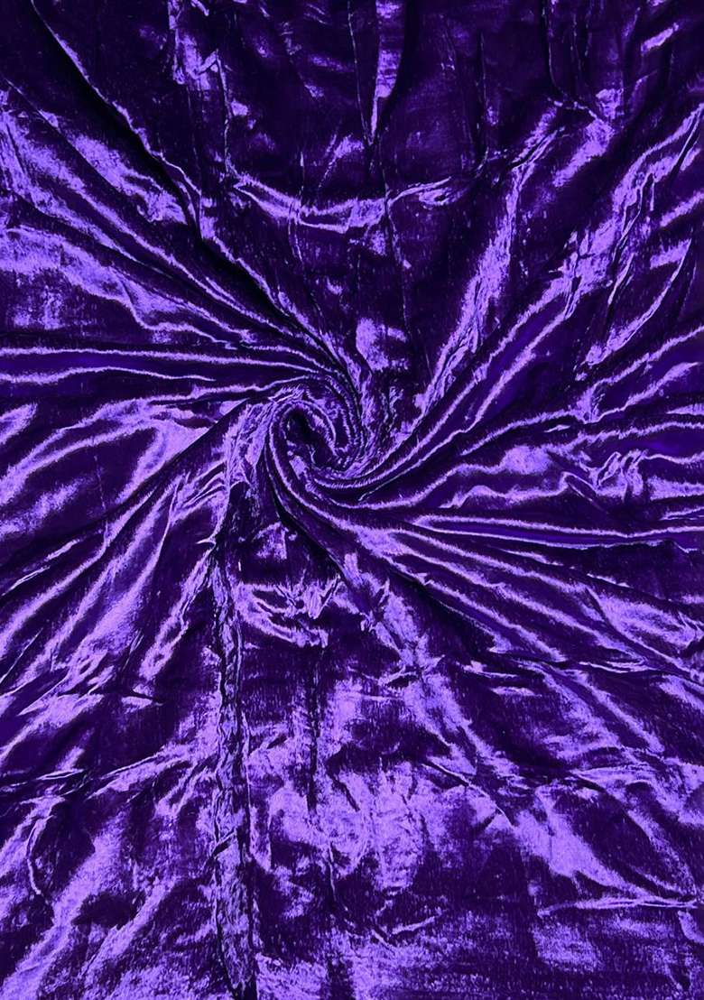 Purple Solid Velvet Anarkali With Dupatta - Indya