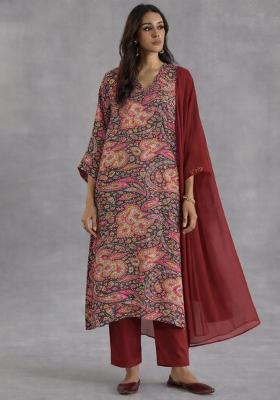 Maroon Silk Kurta Set
