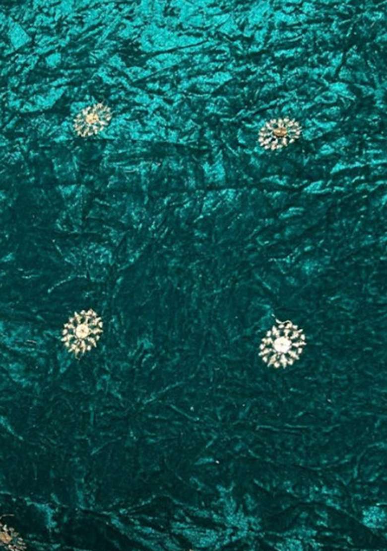 Teal Green Sequin Velvet Sharara Set - Indya