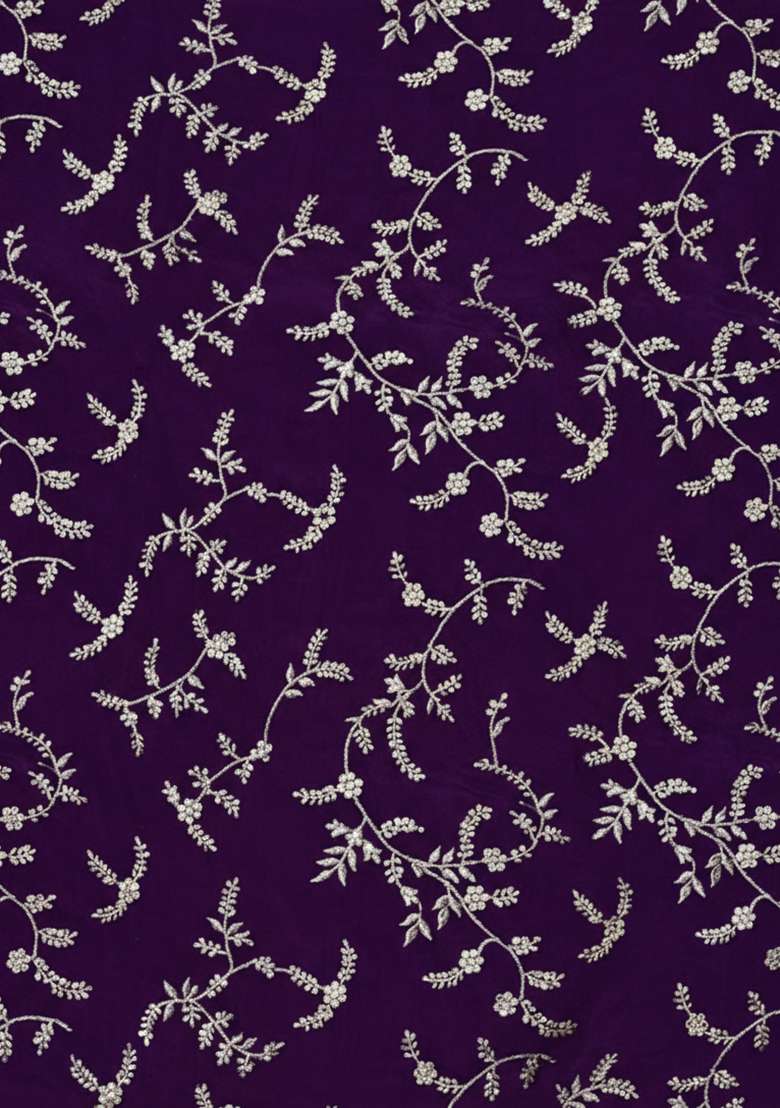 Purple Embroidered Crepe Anarkali With Dupatta - Indya