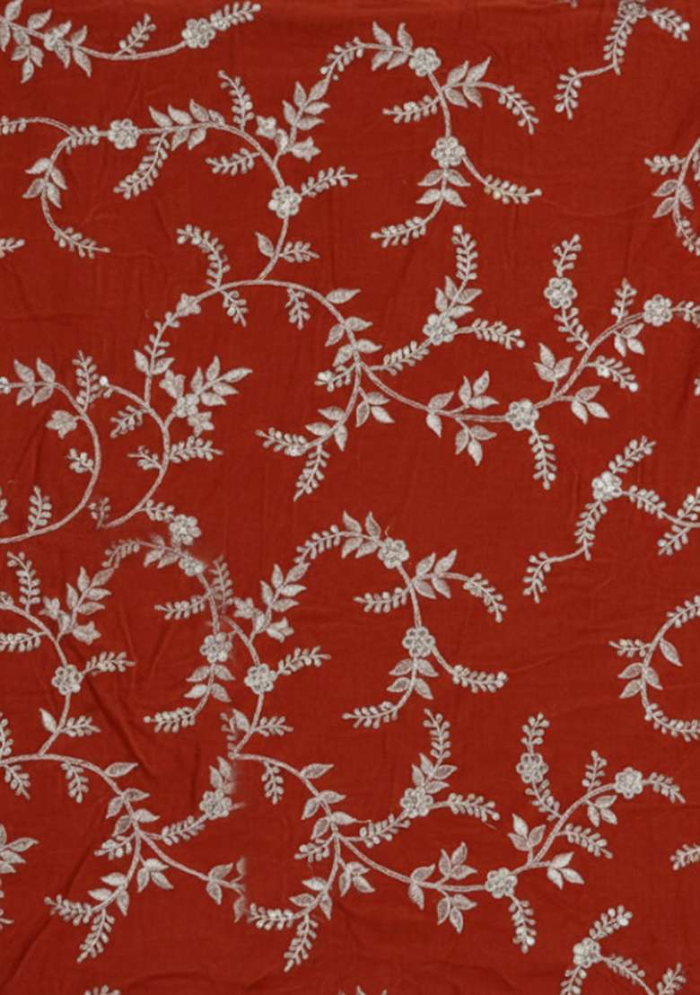 Red Embroidered Crepe Sharara Set - Indya