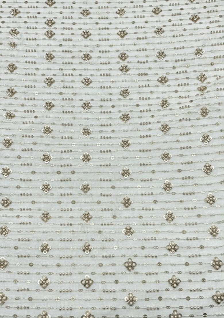 Off White Embroidered Georgette Sharara Set - Indya