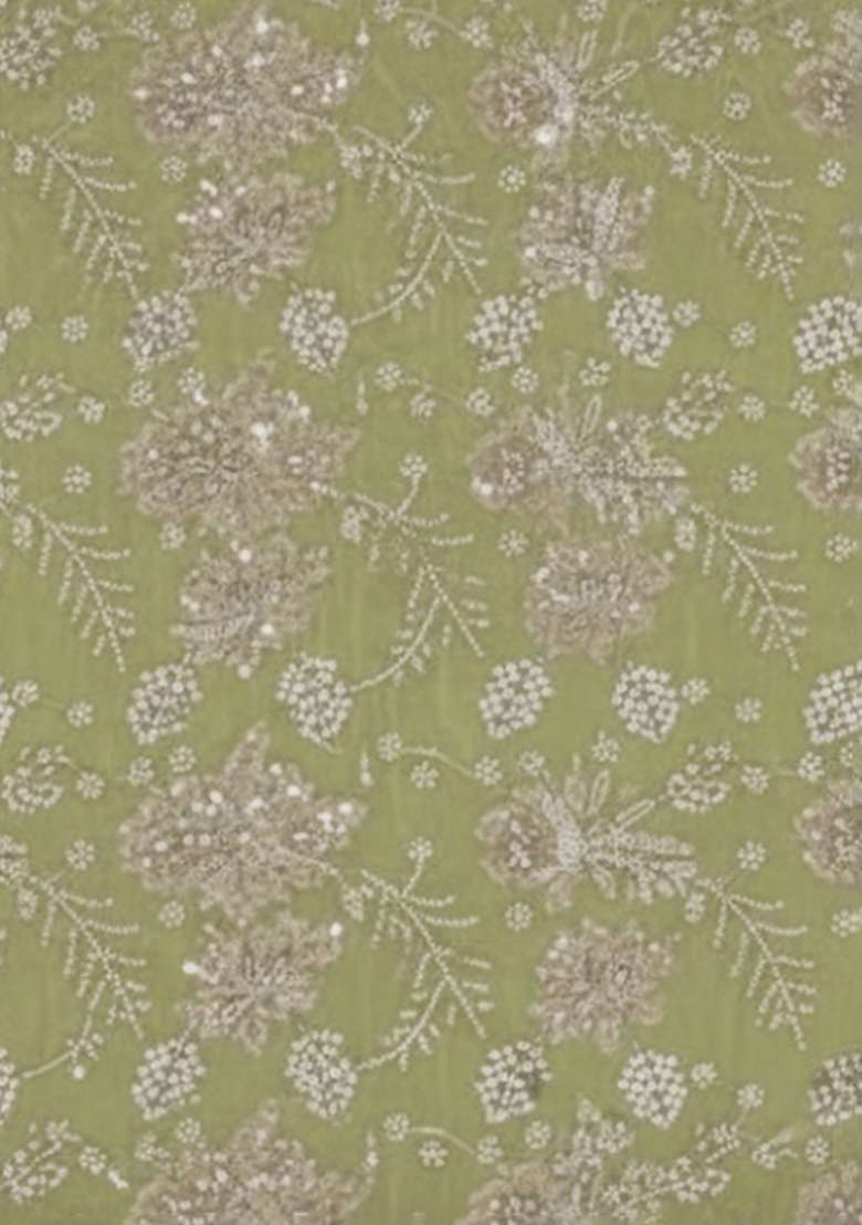 Pistachio Green Embroidered Tissue Anarkali With Dupatta - Indya