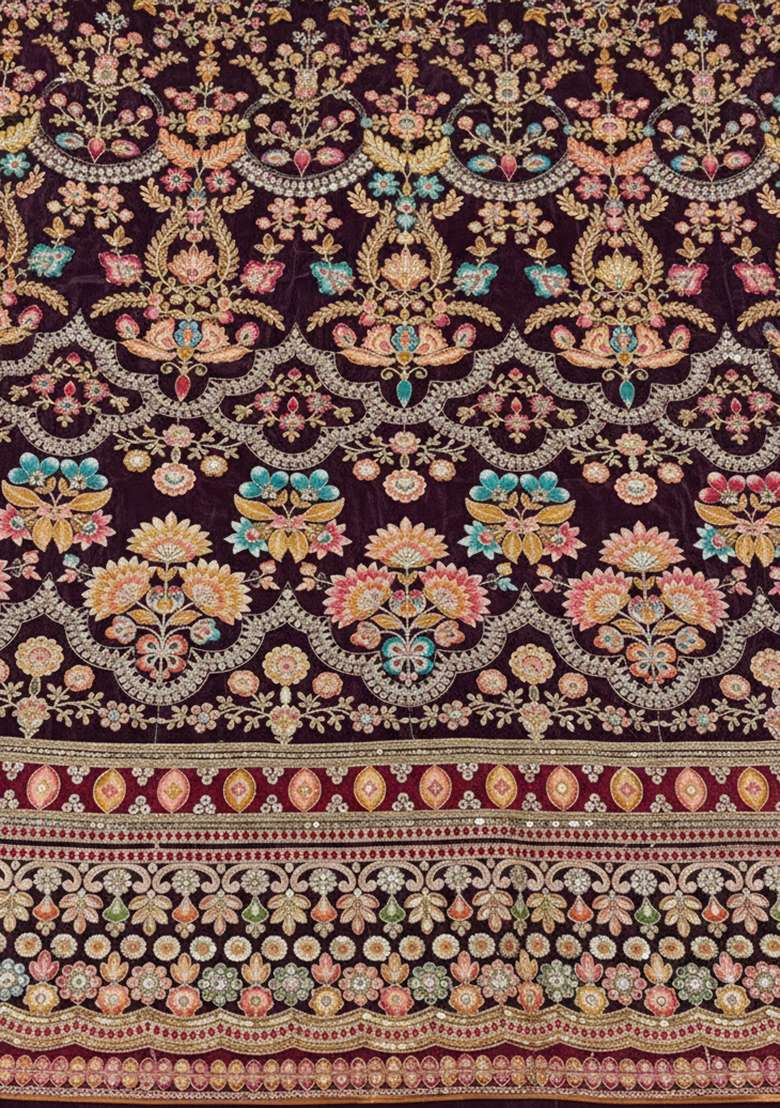 Maroon Printed Crepe Pakistani Suit Set - Indya