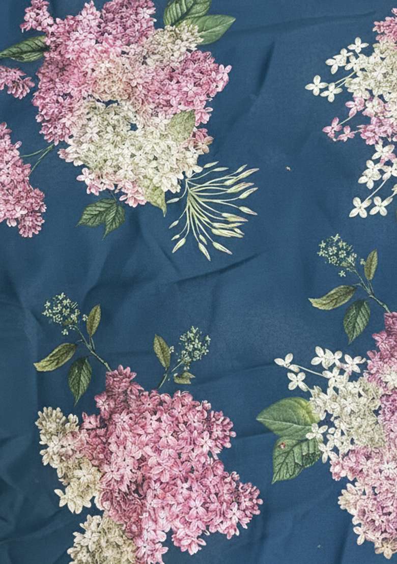 Teal Blue Floral Print Georgette Co Ord Set - Indya