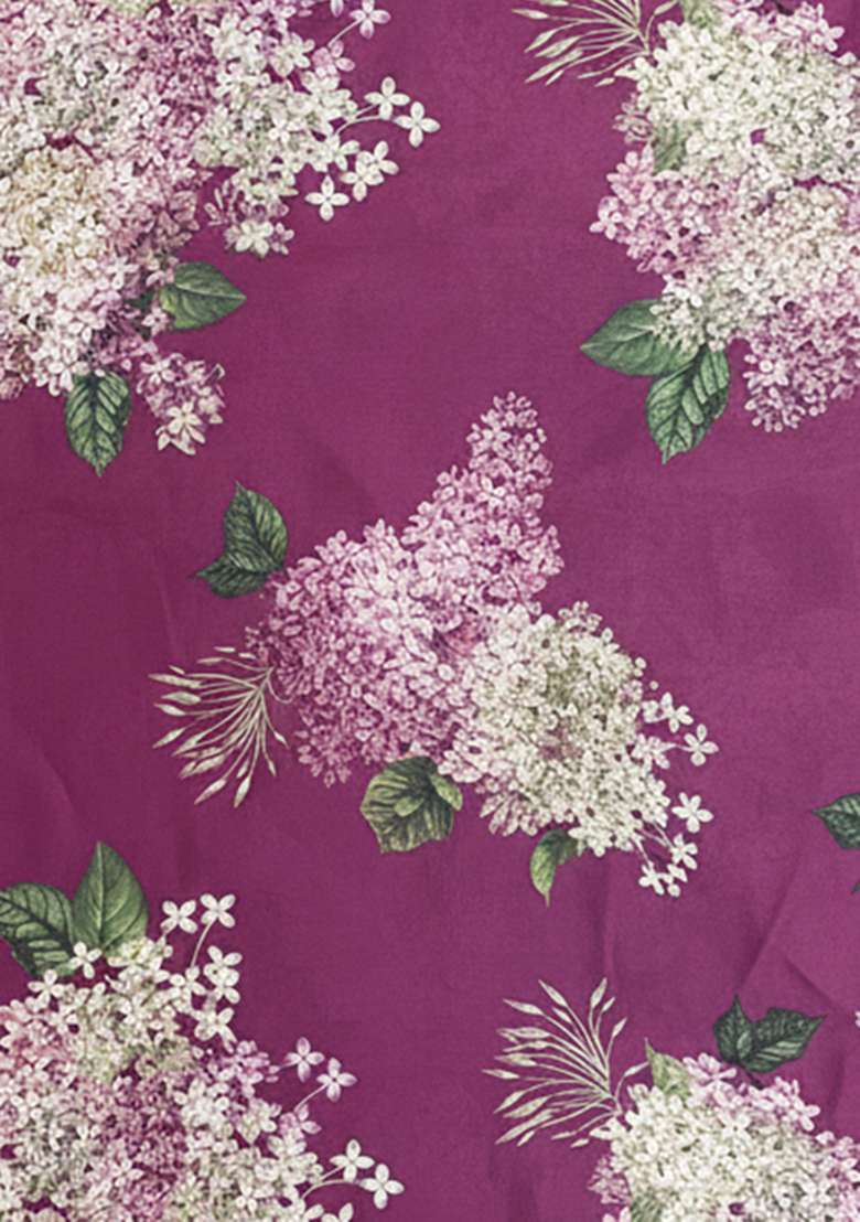Rani Pink Floral Print Georgette Kaftan Set - Indya