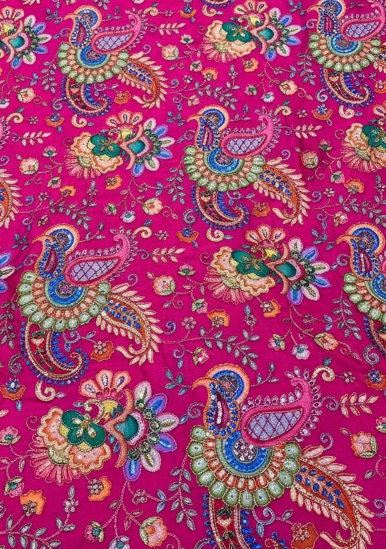 Rani Pink Embroidered Crepe Sharara Set - Indya
