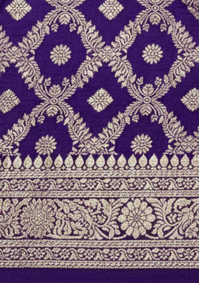 Purple Silk Anarkali With Dupatta - Indya