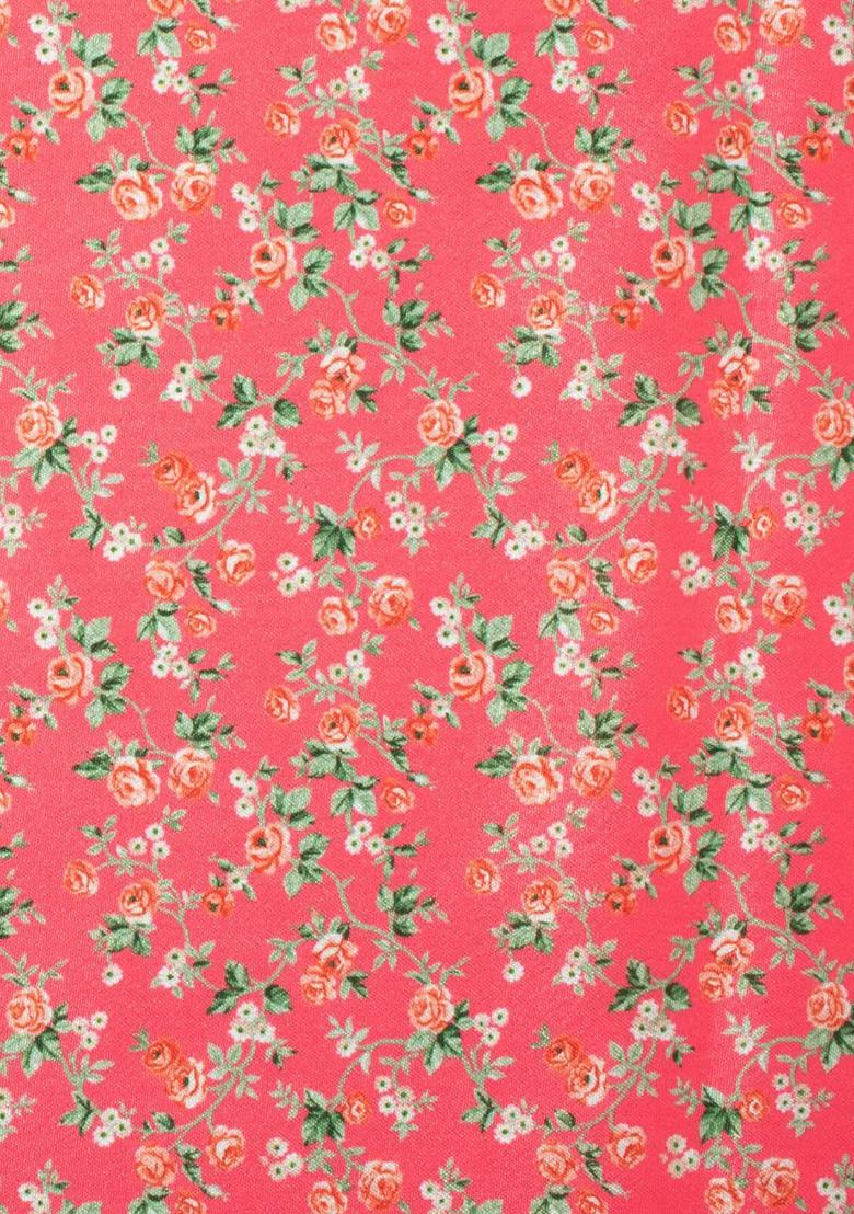 Coral Peach Floral Print Crepe Sharara Set - Indya