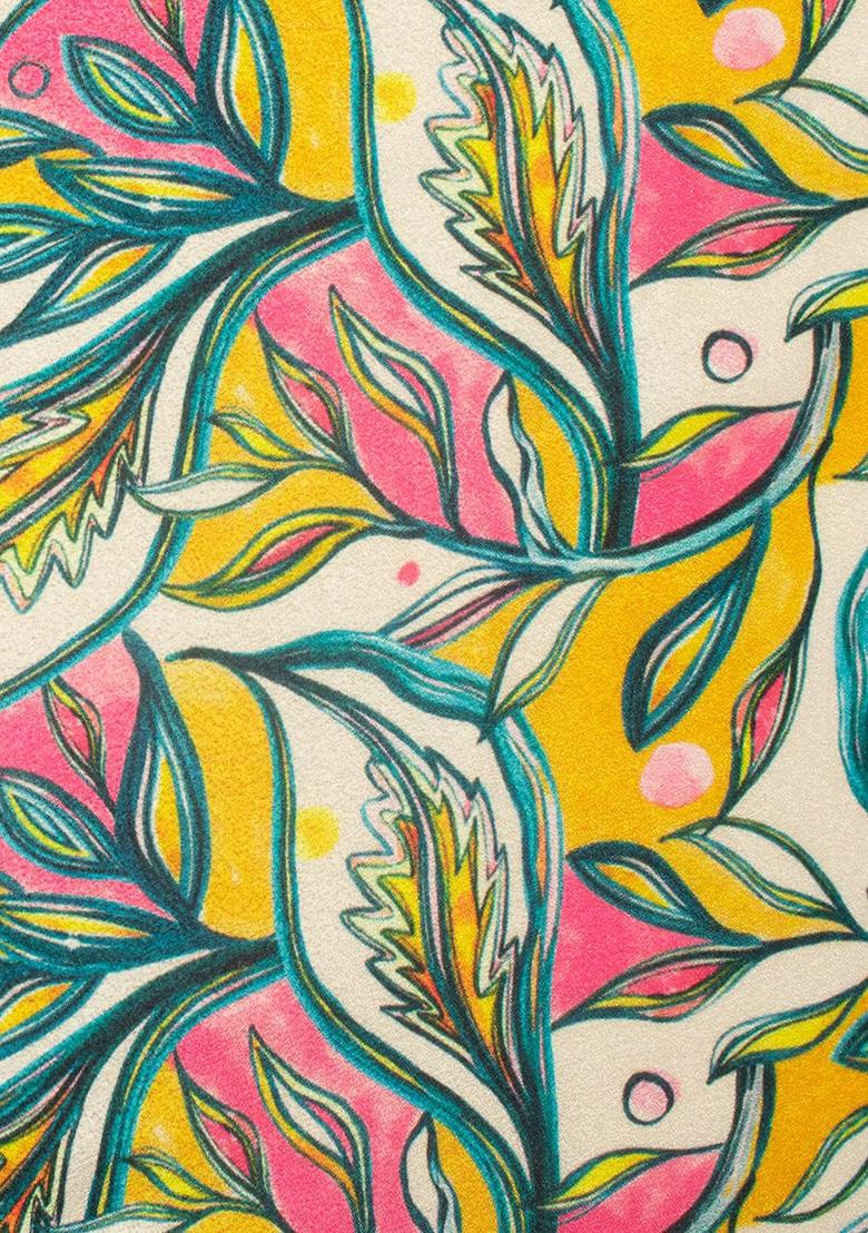 Sage Green Floral Print Crepe Sharara Set - Indya