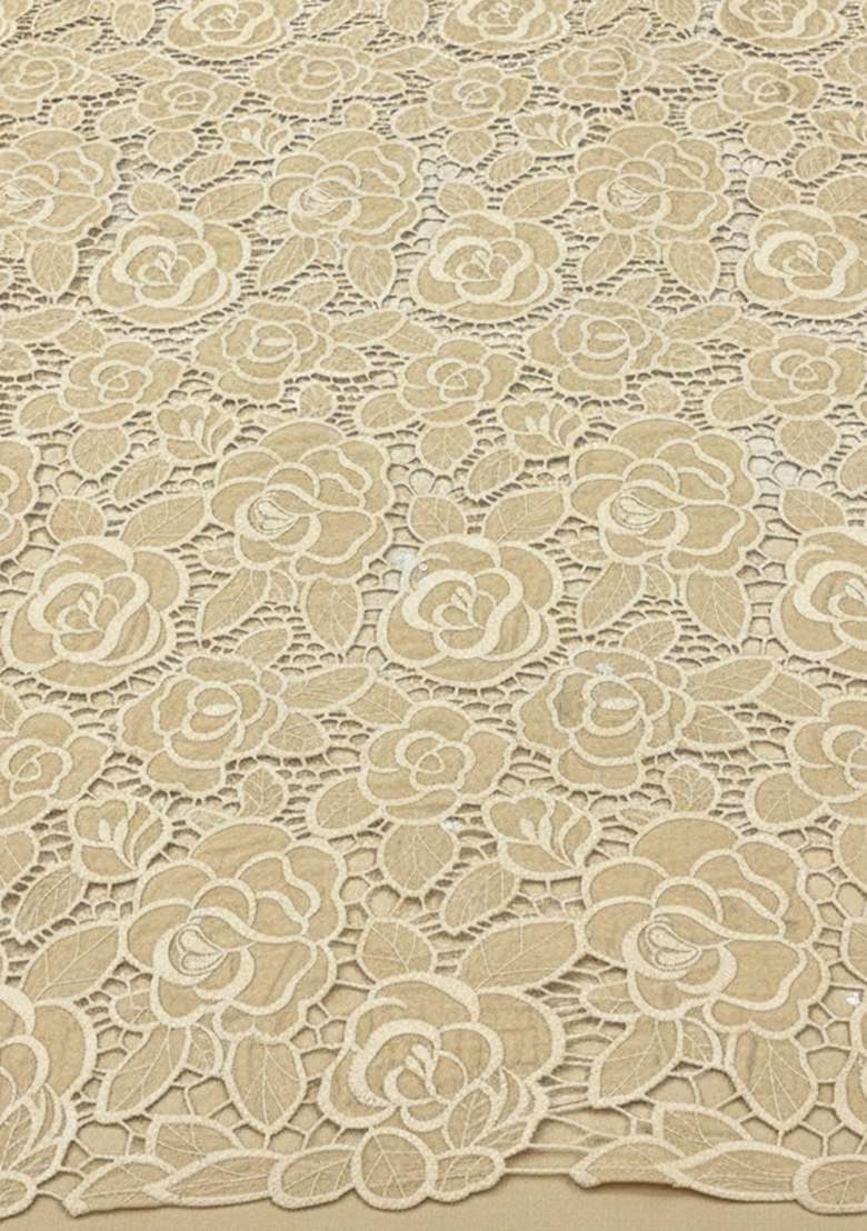 Cream Embroidered Crepe Sharara Set - Indya