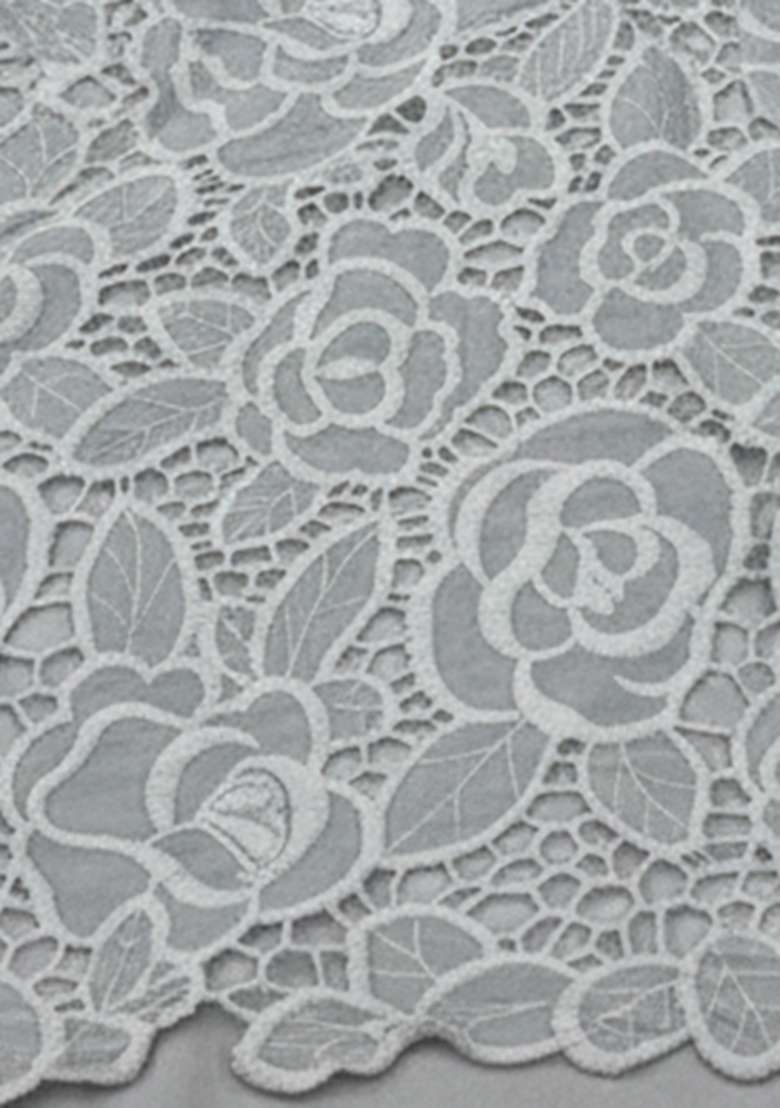 Grey Embroidered Crepe Sharara Set - Indya