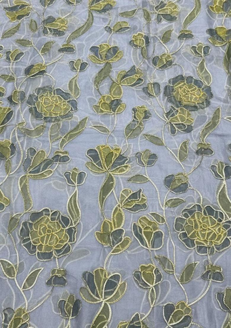 Powder Blue Embroidered Organza Anarkali With Dupatta - Indya