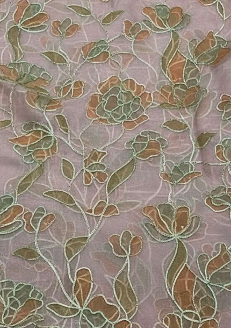 Blush Pink Embroidered Organza Anarkali With Dupatta - Indya
