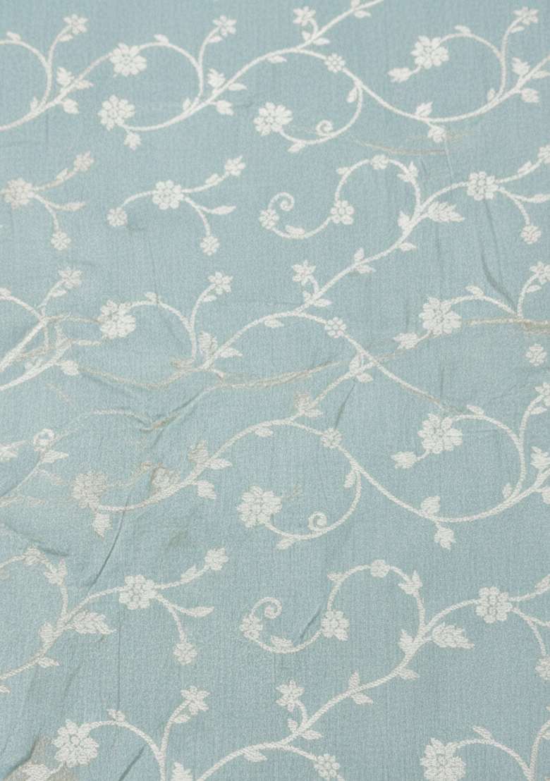 Ice Blue Chikankari Tissue Pakistani Suit Set - Indya