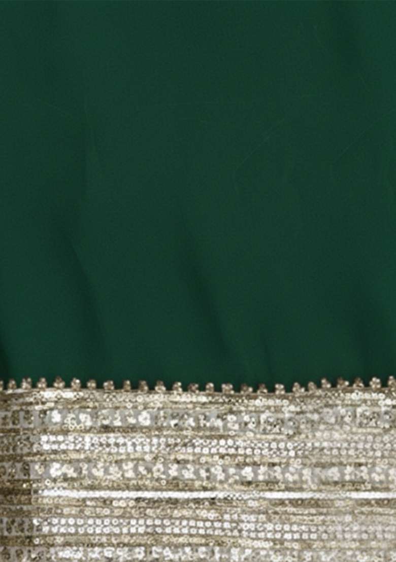 Dark Green Embroidered Georgette Anarkali With Dupatta - Indya