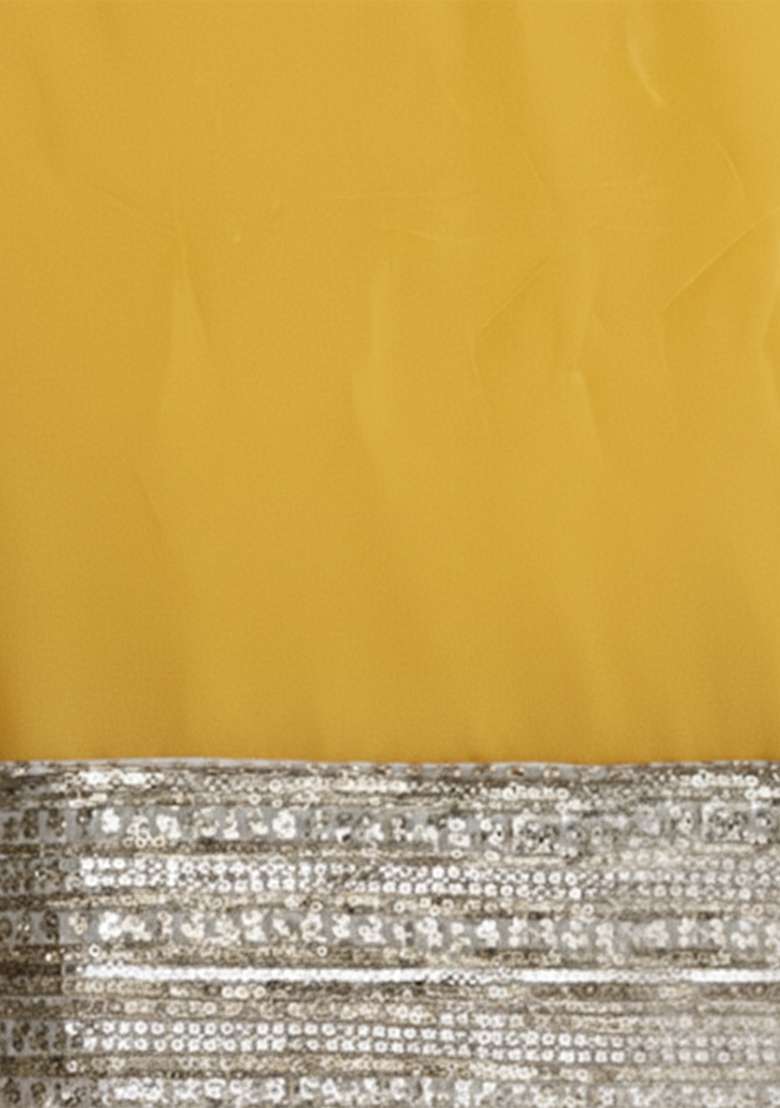 Yellow Embroidered Georgette Anarkali With Dupatta - Indya