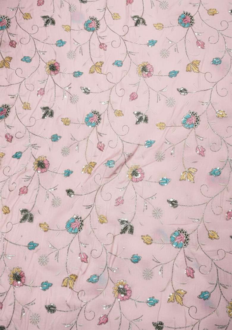 Soft Pink Floral Print Tissue Straight Kurta Set - Indya