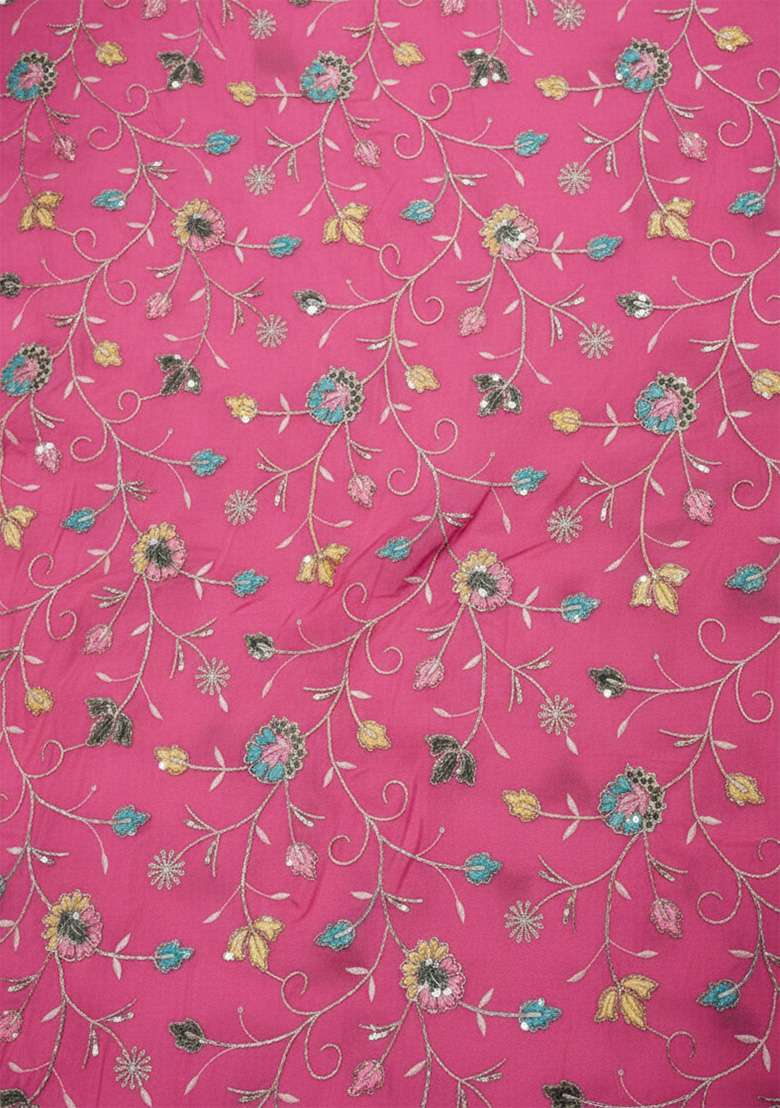 Pink Embroidered Tissue Straight Kurta Set - Indya
