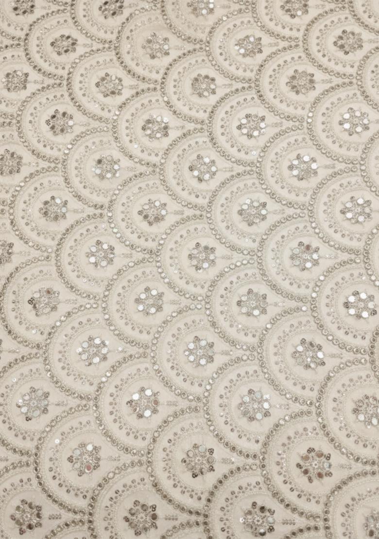 Off White Embroidered Net Sharara Set - Indya