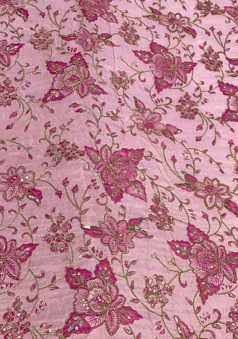 Mauve Embroidered Crepe Fusion Set for Diwali and Festive Wear - Indya