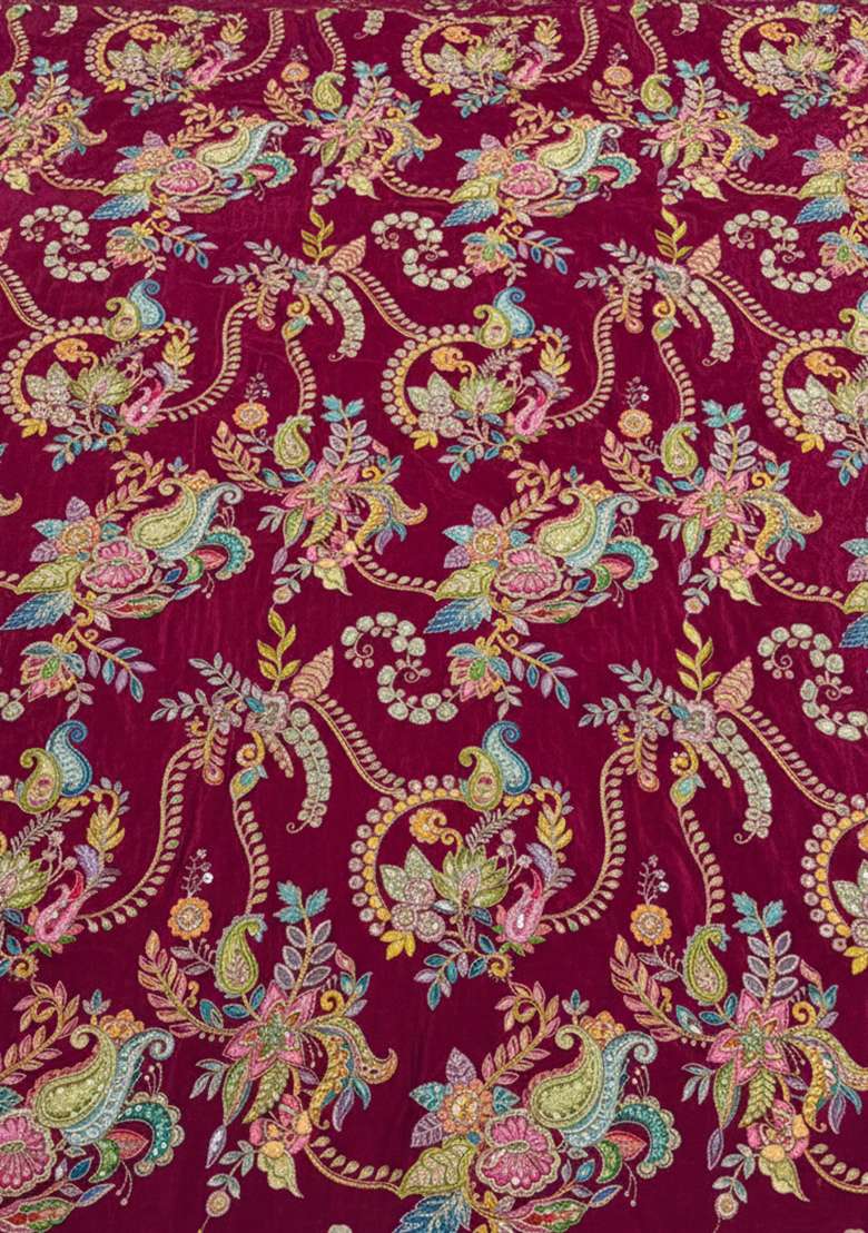 Maroon Embroidered Crepe Sharara Set - Indya