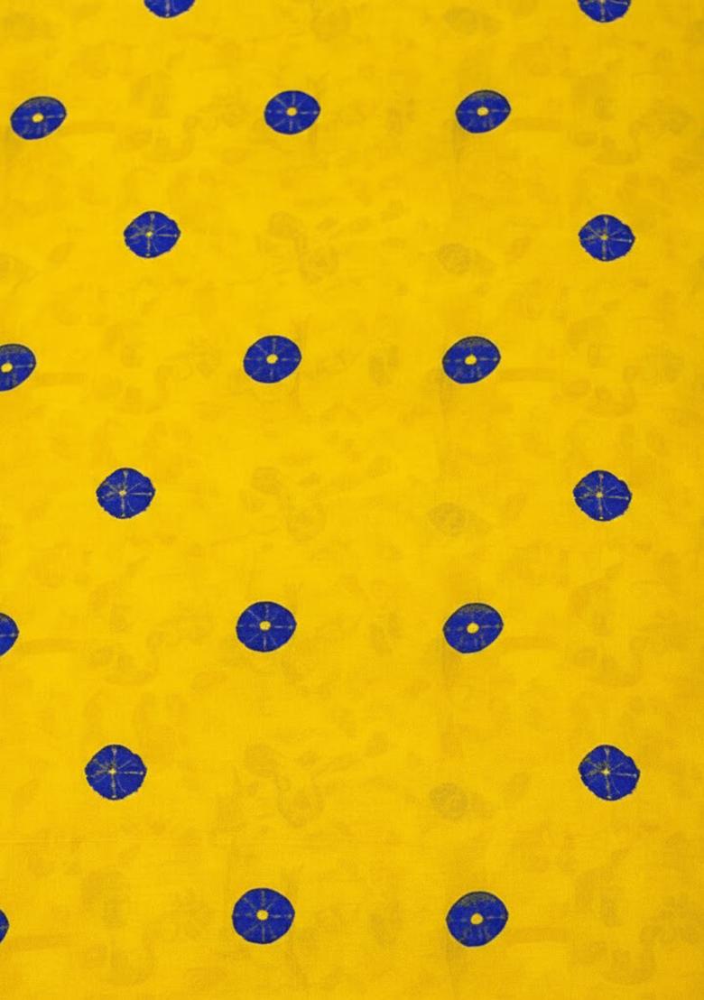 Yellow Printed Satin Anarkali With Dupatta - Indya