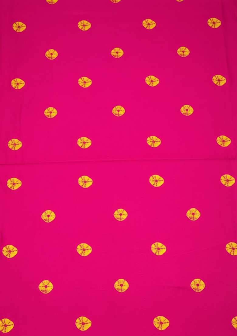 Rani Pink Printed Satin Anarkali With Dupatta - Indya