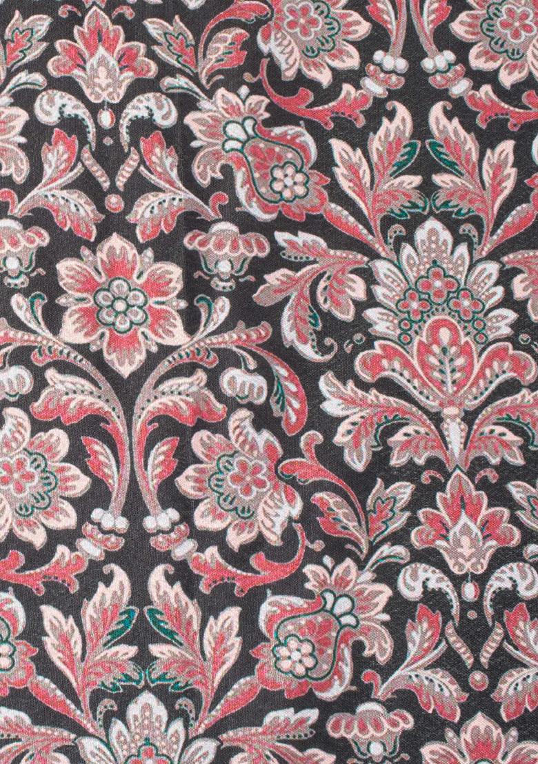 Black Floral Print Silk Sharara Set - Indya