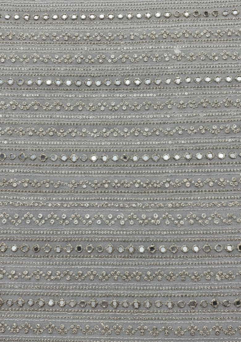 Grey Embroidered Georgette Fusion Set for Diwali and Festive Wear - Indya