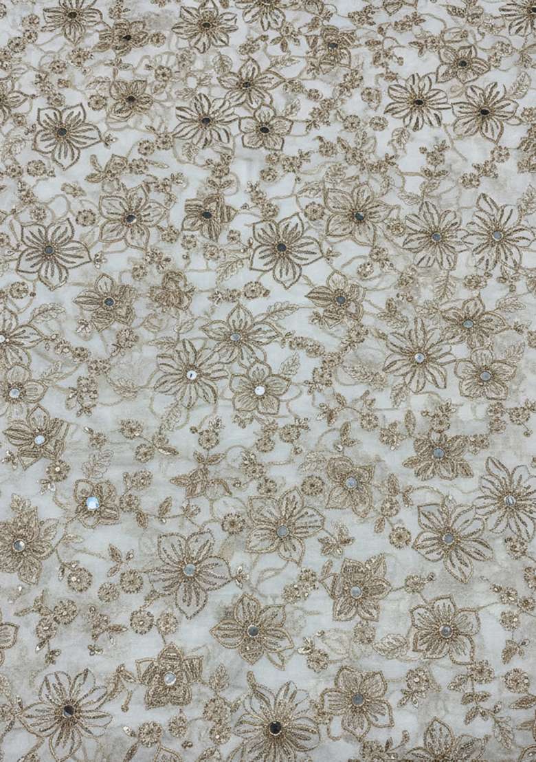 Cream Embroidered Georgette Sharara Set - Indya