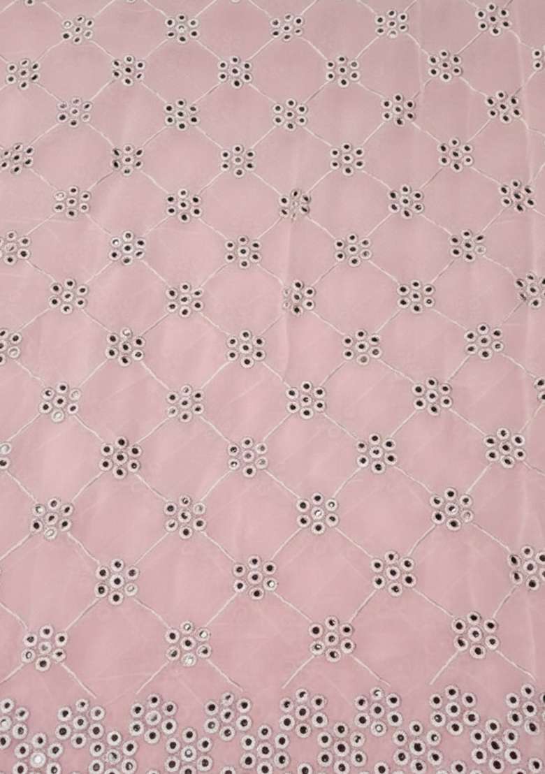 Light Pink Embroidered Georgette Sharara Set - Indya