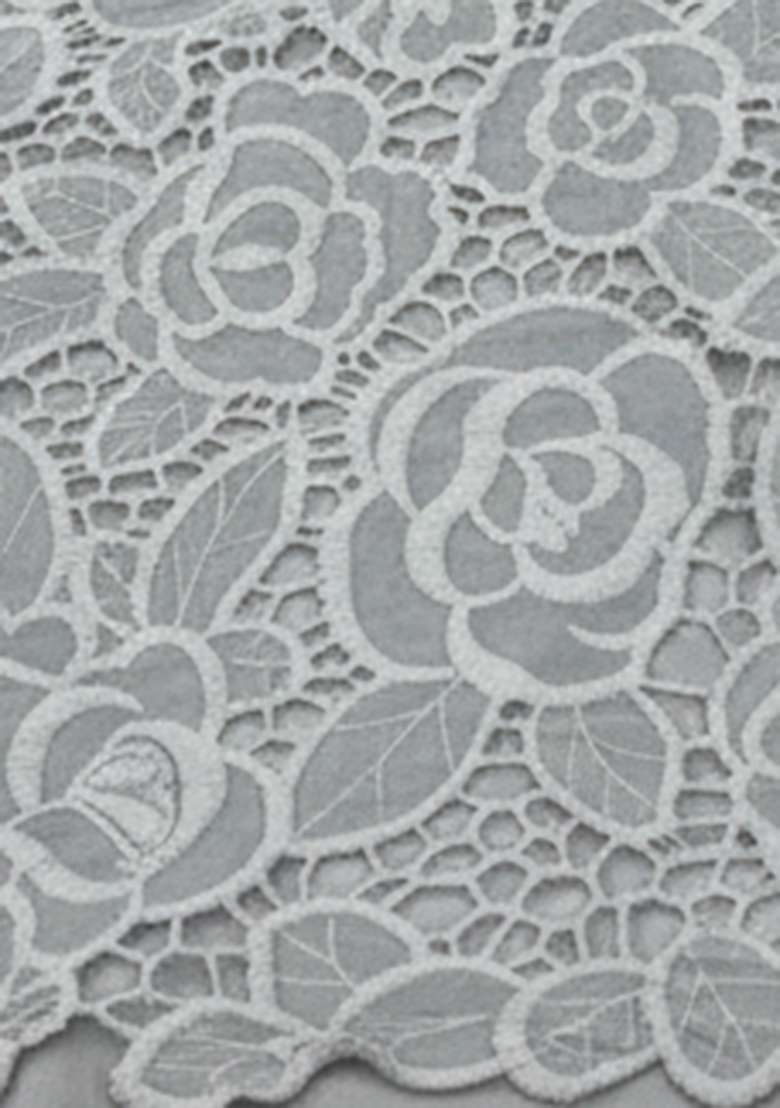 Light Grey Embroidered Crepe Sharara Set - Indya