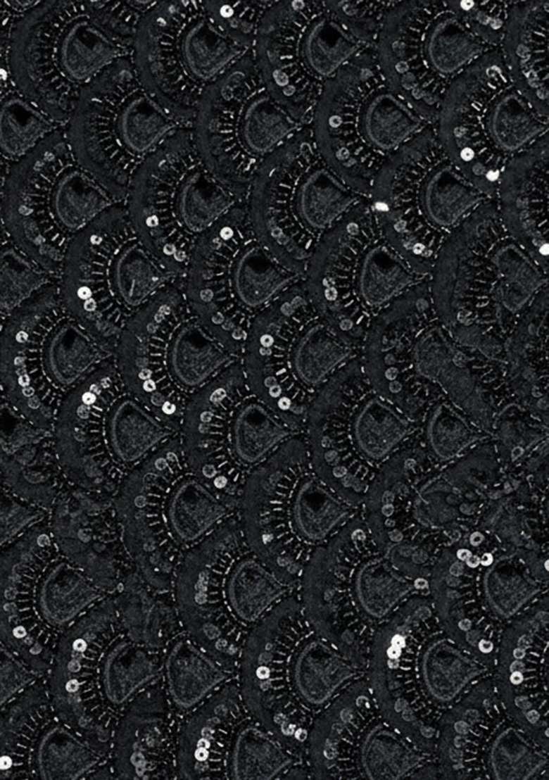 Black Embroidered Net Fusion Set - Indya