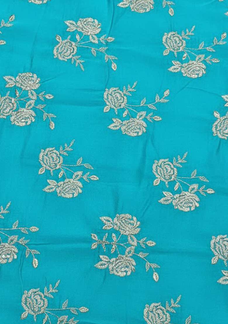 Blue Embroidered Crepe Straight Kurta Set - Indya