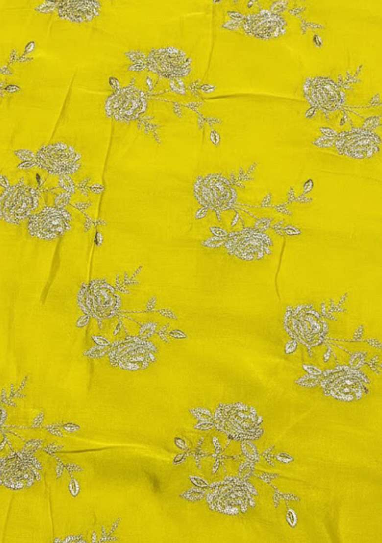 Yellow Embroidered Crepe Straight Kurta Set - Indya