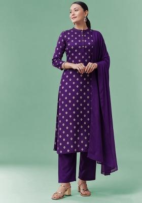 Purple Silk Kurta Set