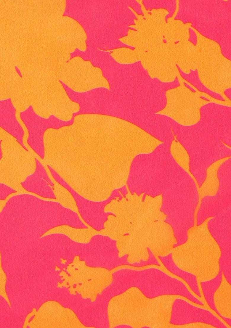 Rose Red Floral Print Georgette Sharara Set - Indya