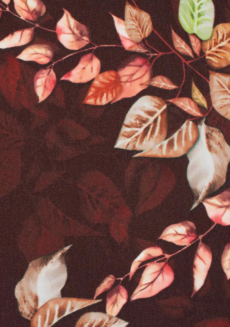 Brown Floral Print Georgette Sharara Set - Indya