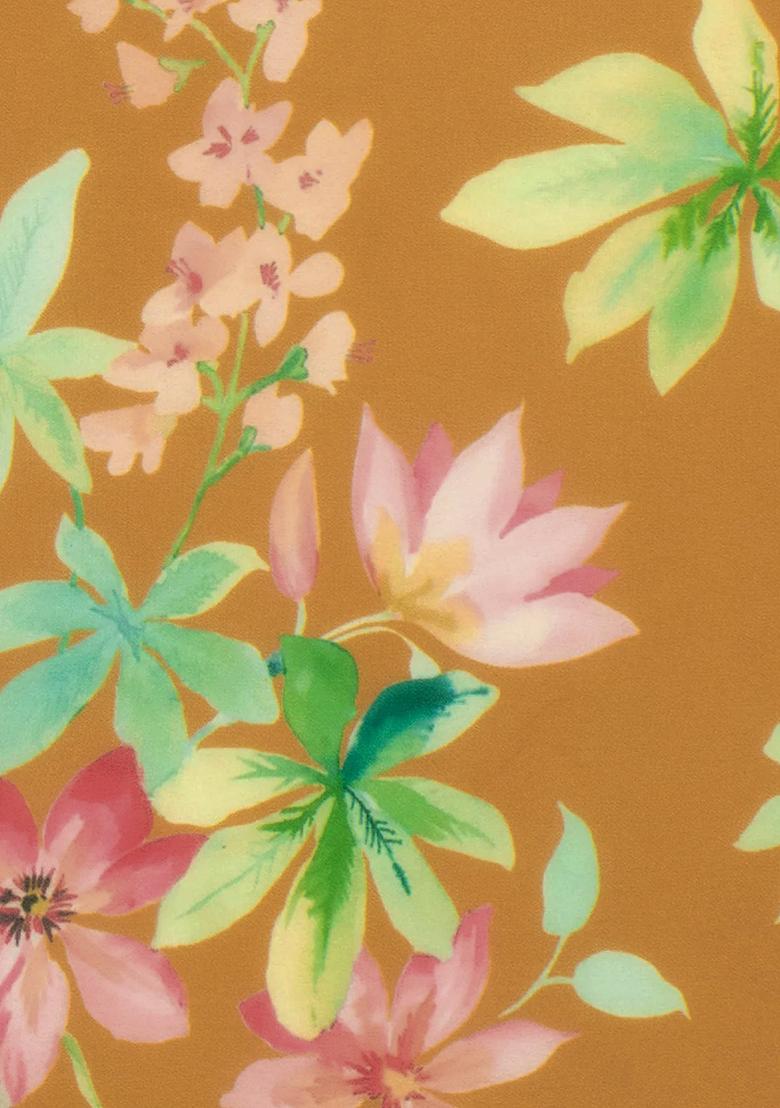 Mustard Floral Print Georgette Sharara Set - Indya